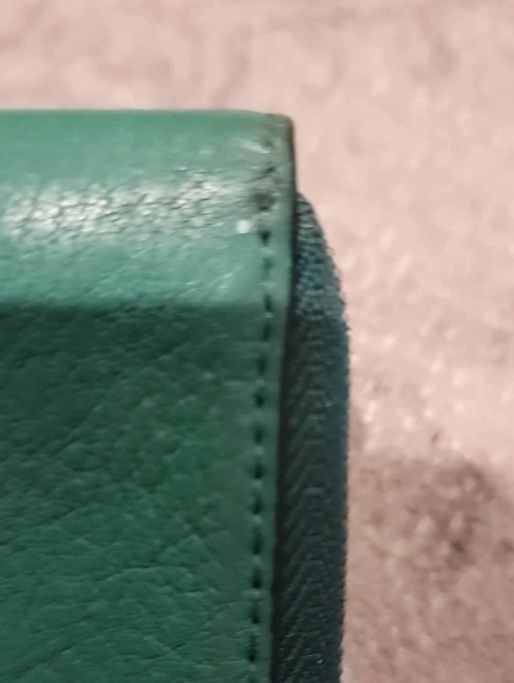 COACH Green Pebble Leather Zip Around Wallet With Wrist Strap